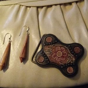 Boho Wood Earrings & Boho Buckle
